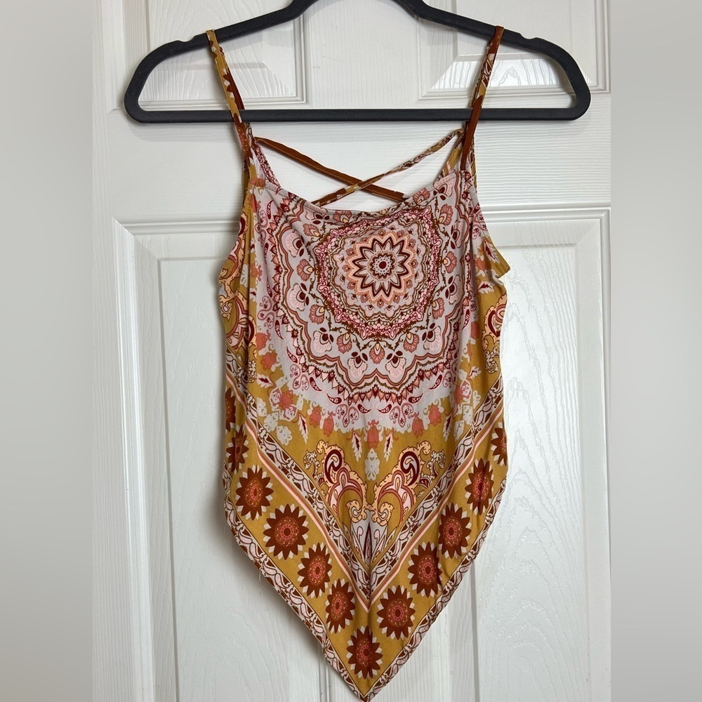 MERAKI bandana sleeveless round neck top size S mandala print - Picture 2 of 5